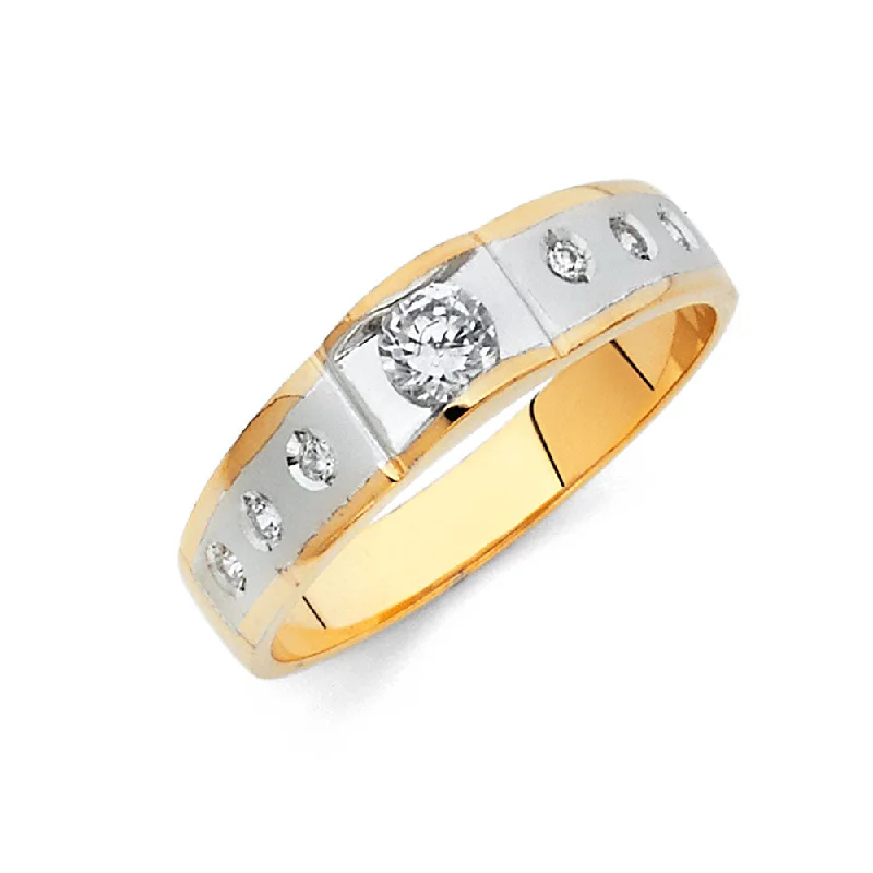 white gold engagement rings for women-14K MENS WEDDING BAND CZ