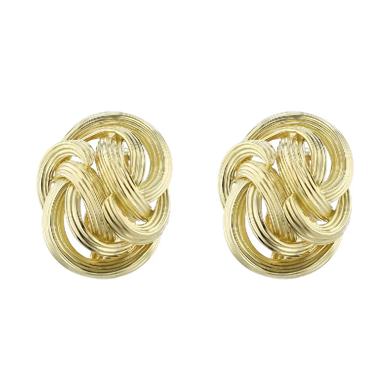 rose gold stud earrings for women-Tiffany & Co. 18K Gold Ribbed Knot Earrings