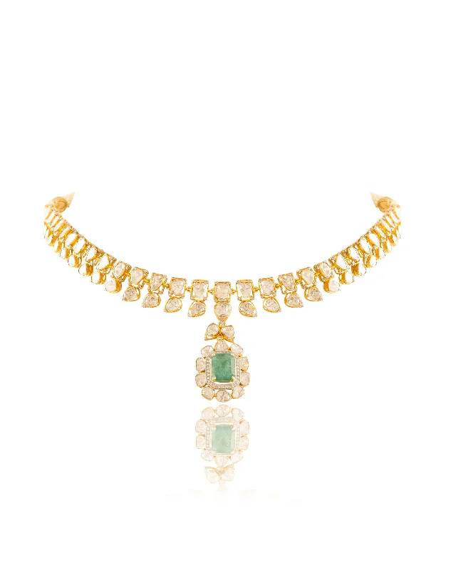 colorful ring necklaces for women-Tiya Polki And Diamond Necklace