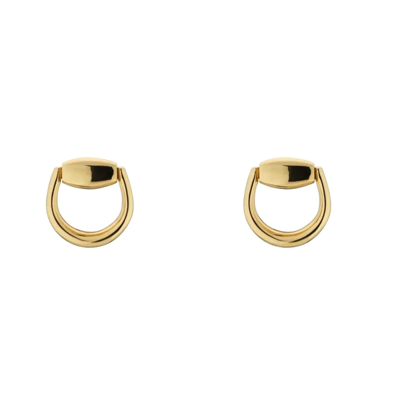 casual earrings for women-18k Yellow Gold Horsebit Earrings