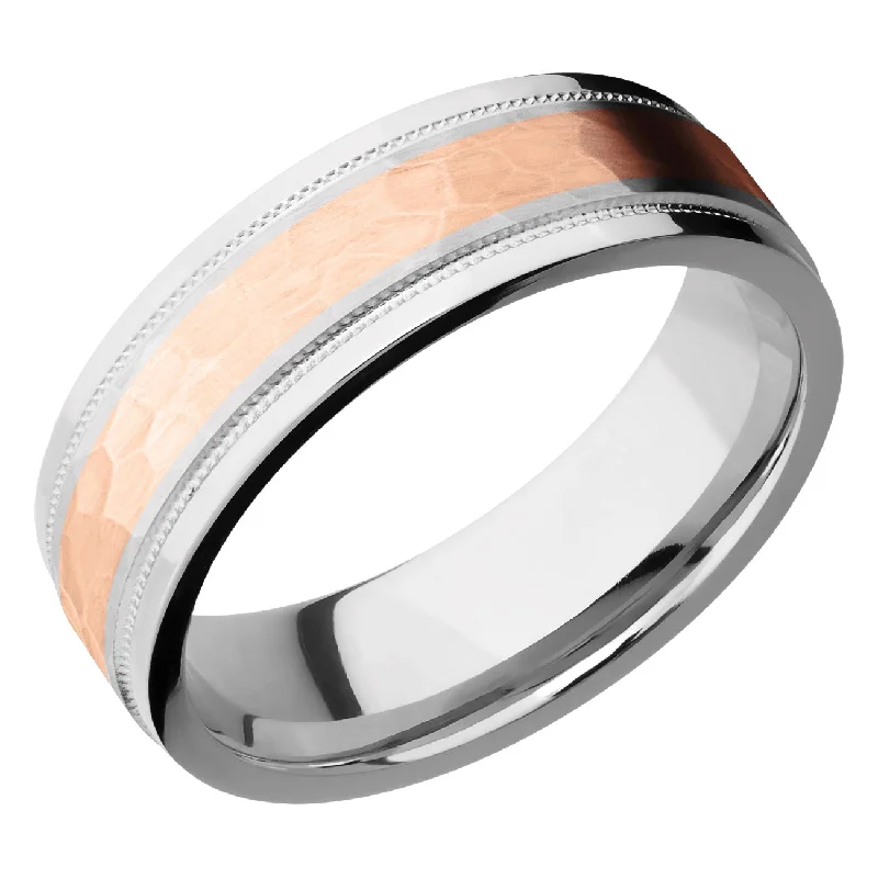 eternity band engagement rings for women-Lashbrook 7.5MM Cobalt Chome Wedding Band with a 14k Rose Gold Inlay