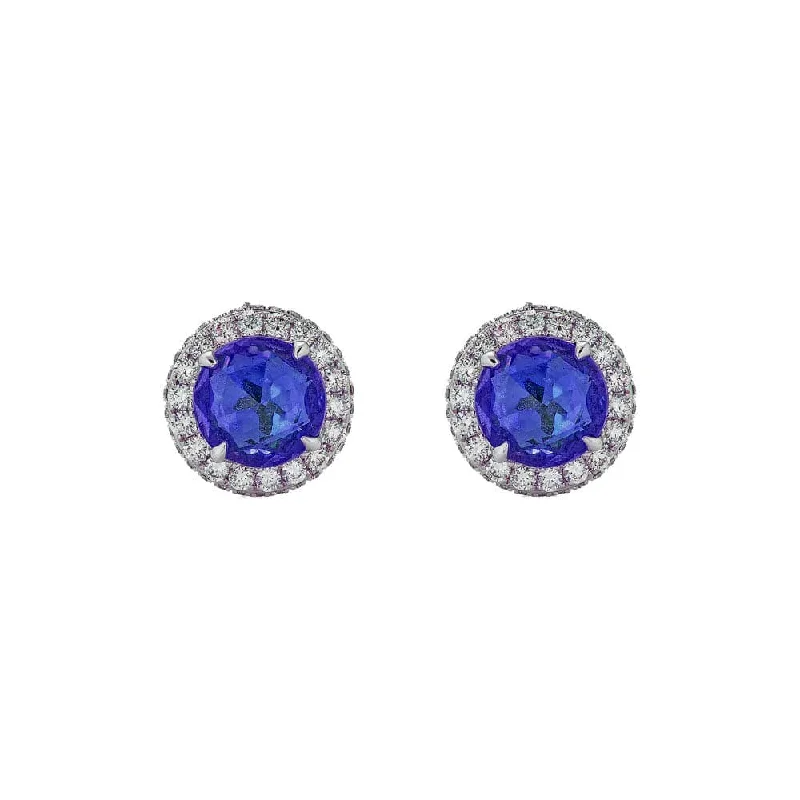 tiny stud earrings for women-Tanzanite and Diamond Earrings