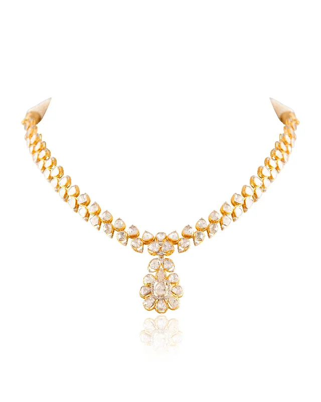 crystal ring necklaces for women-Niti Polki And Diamond Necklace