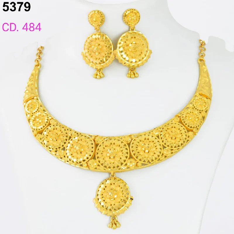 simple ring pendant necklaces for women-MR Jewellery Forming Gold Plated Necklace Set