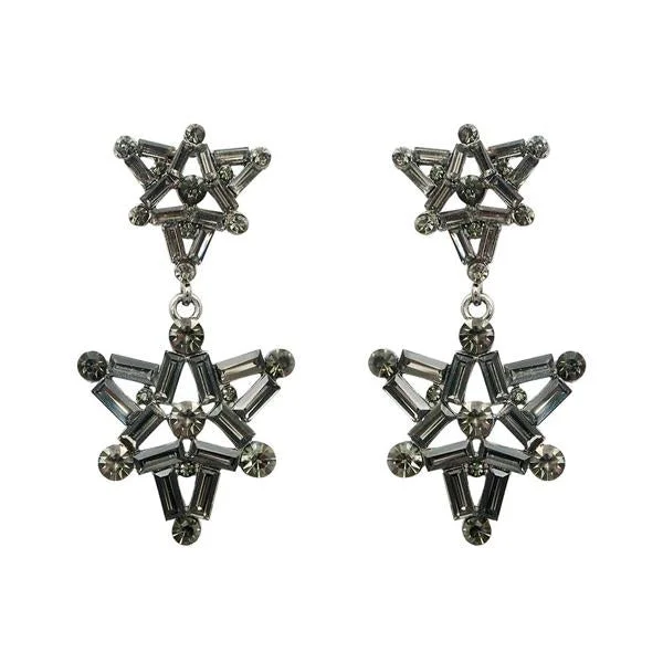 silver stud earrings for women-Yoona Black Austrian Stone Oxidised Dangler Earring - 1307711B