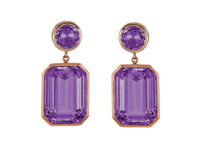 chandelier earrings for women-18k Rose Gold Amethyst Pietra Drop Earrings