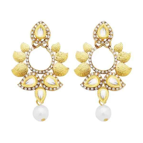 tassel earrings for women-Jheel Austrian Stone Kundan Pearl Drop Dangler Earrings - 2900210B