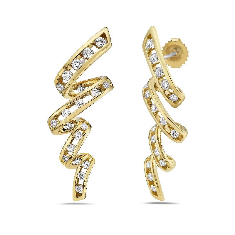 butterfly earrings for women-Floating Diamond Tornado Earrings