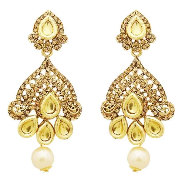 custom earrings for women-Jheel Kundan Stone Gold Plated Dangler Earrings - 2900233A