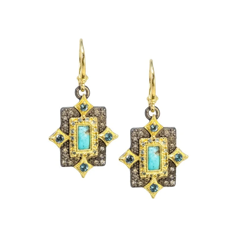 delicate drop earrings for women-Turquoise And London Blue Drop Earrings