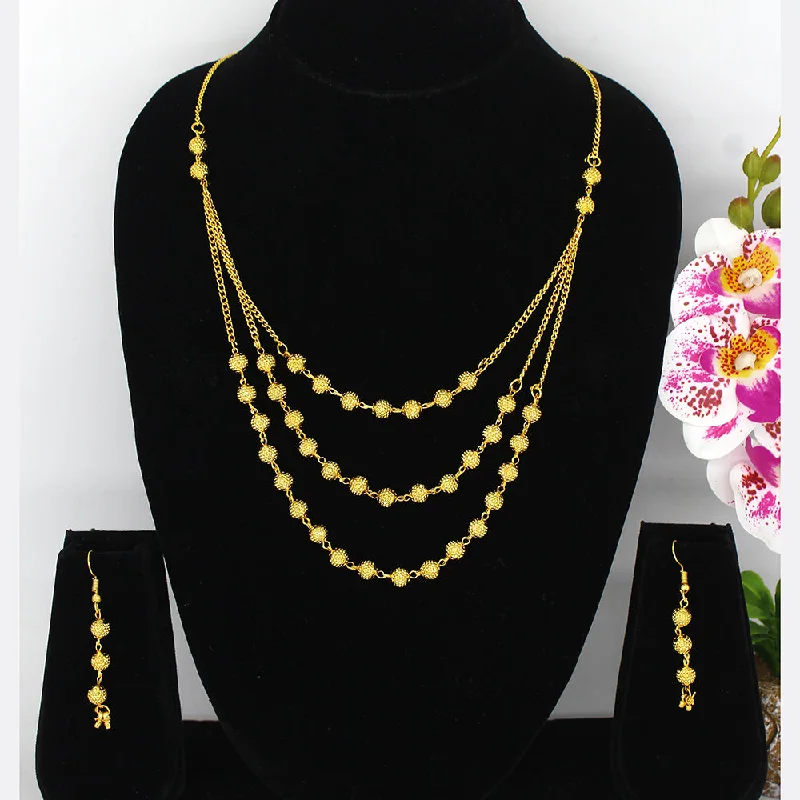 boho ring necklaces for women-Mahavir Dye Gold Necklace Set