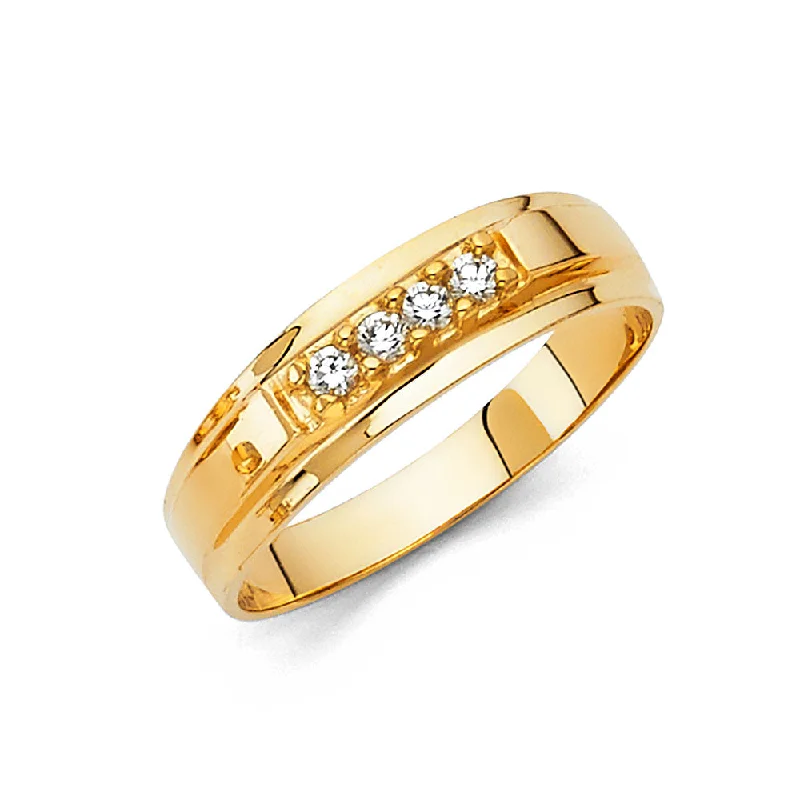 radiant cut engagement rings for women-14K MENS WEDDING BAND CZ