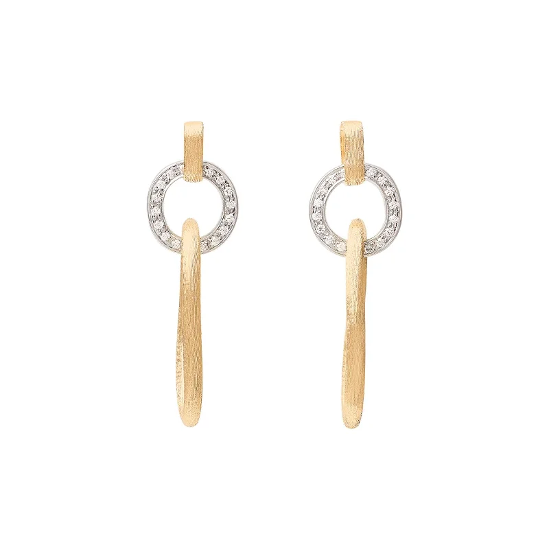 flower earrings for women-Jaipur Flat Link Drop Earrings With Diamonds