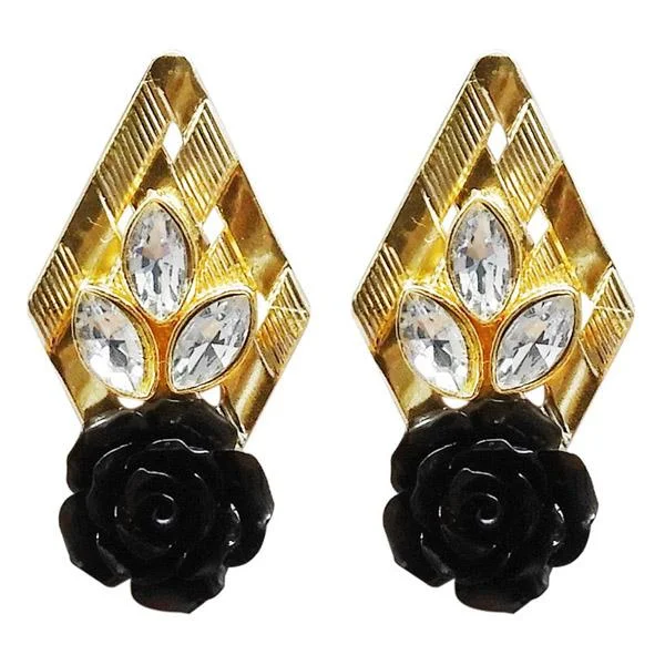 drop earrings for women-Kriaa Resin Stone Gold Plated Floral Dangler Earring - 1311403F