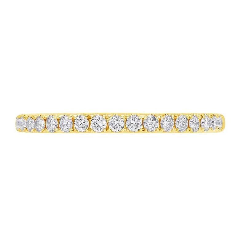 diamond pave engagement rings for women-CLASSIC YELLOW GOLD WEDDING BAND WITH 17 DIAMONDS, .25 CT TW