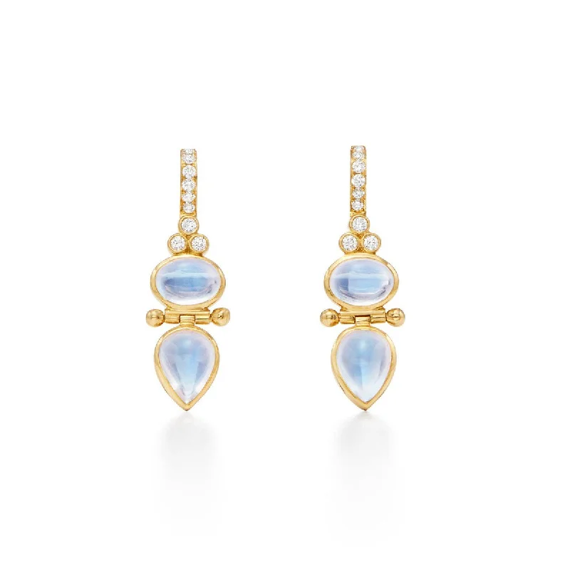 small stud earrings for women-18K Blue Moonstone Dynasty Drop Earrings