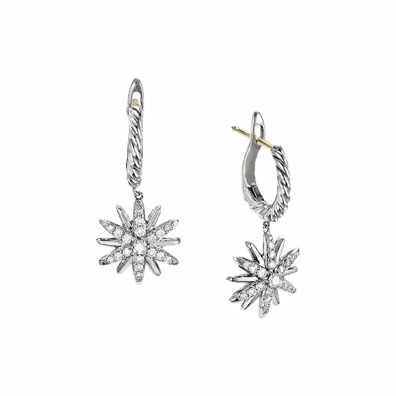 tassel drop earrings for women-Starburst Drop Earrings with Diamonds