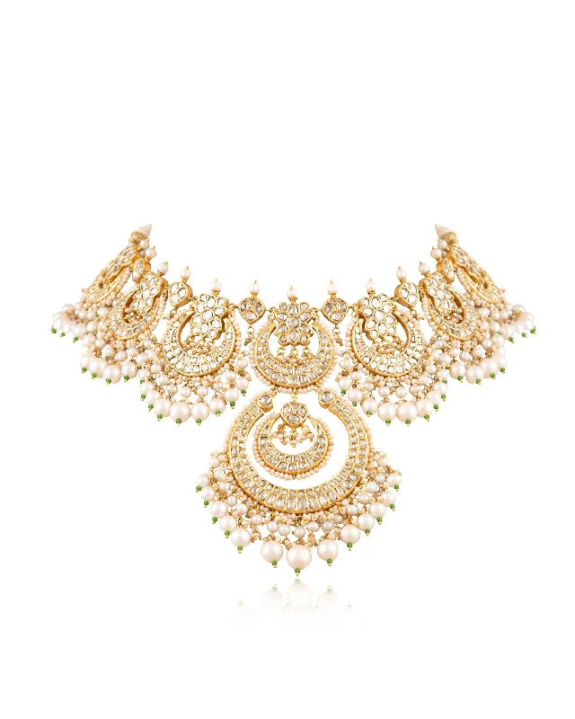 custom ring necklace sets for women-Neha Polki Necklace