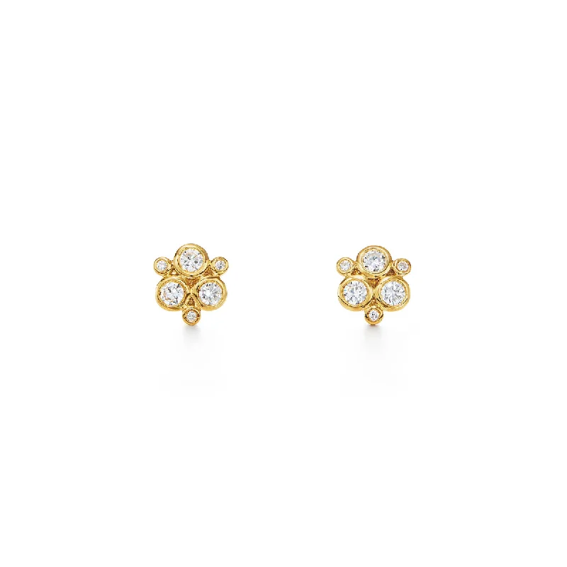 dangly earrings for women-18K Classic Diamond Trio Earrings