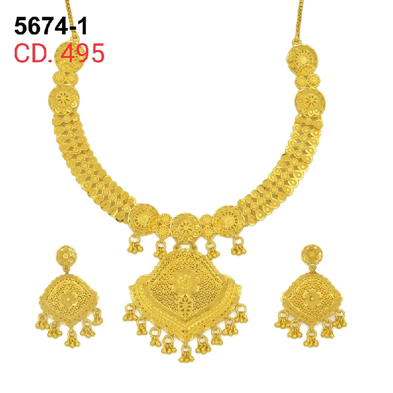 diamond circle ring necklaces for women-MR Jewellery Forming Gold Plated Necklace Set