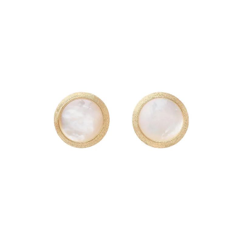 gold hoop earrings for women-Jaipur White Mother of Pearl Stud Earrings