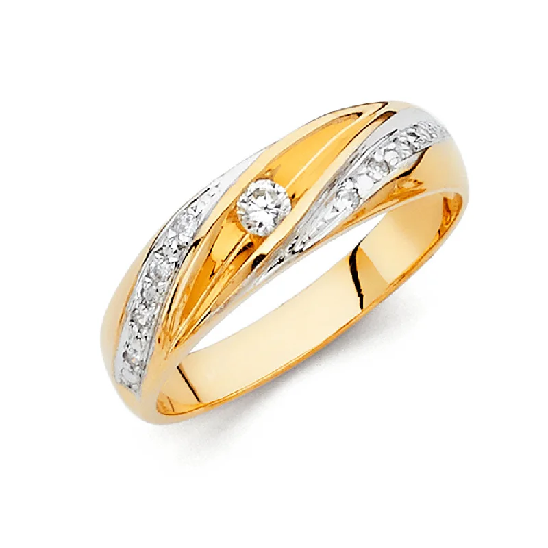 heirloom engagement rings for women-14K CZ WEDDING BAND MEN