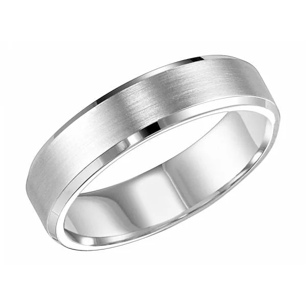 modern engagement rings for women-Bevel Edge Brushed Wedding Band