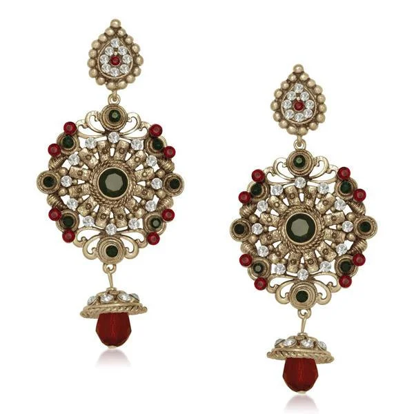 large gold earrings for women-Tip Top Fashions Stone Antique Gold Plated Dangler Earrings - 1305515