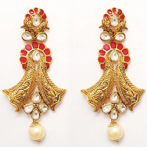 luxury earrings for women-Kriaa Zinc Alloy Gold Plated Crystal Dangler Earring - 1307205A