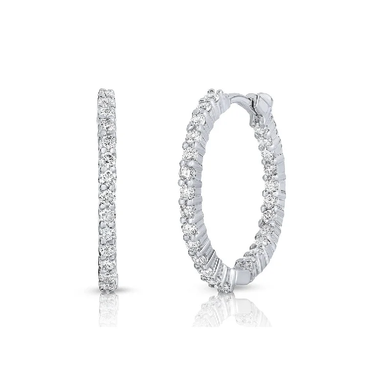 stud earrings for women-XSmall Inside Outside Diamond Hoop Earrings