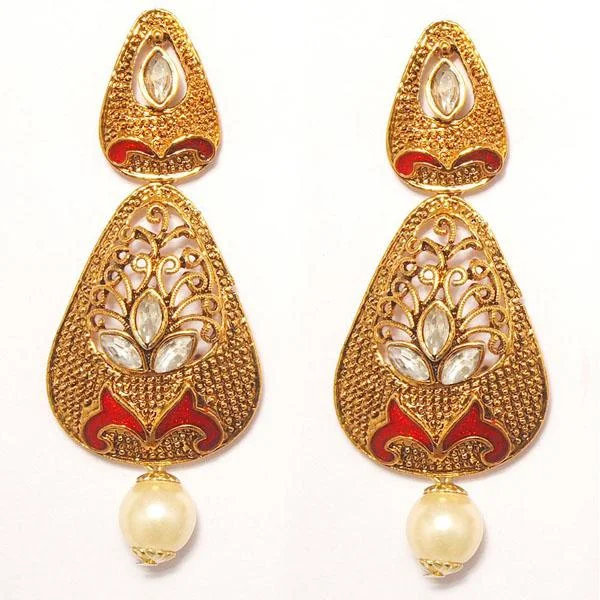 big hoop earrings for women-Kriaa Zinc Alloy Gold Plated Crystal Dangler Earring - 1307203B