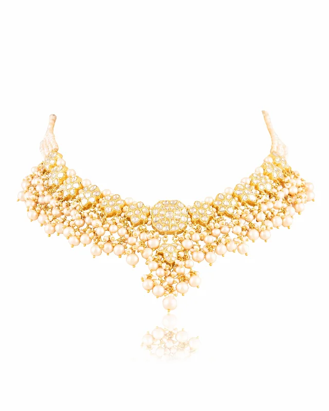 gold ring choker necklaces for women-Ruksheen Polki Necklace