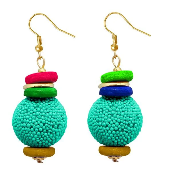 hoop earrings for women-Tip Top Fashions Gold Plated Green Beads Dangler Earrings - 1308361B