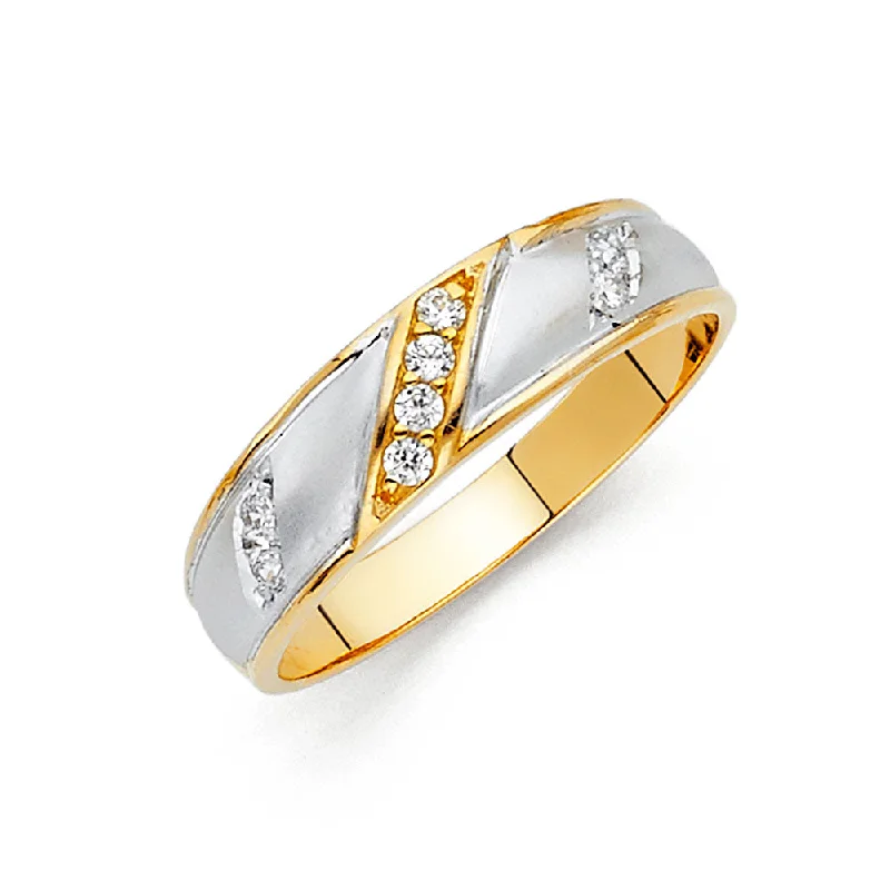 romantic engagement rings for women-14K CZ WEDDING BAND MEN