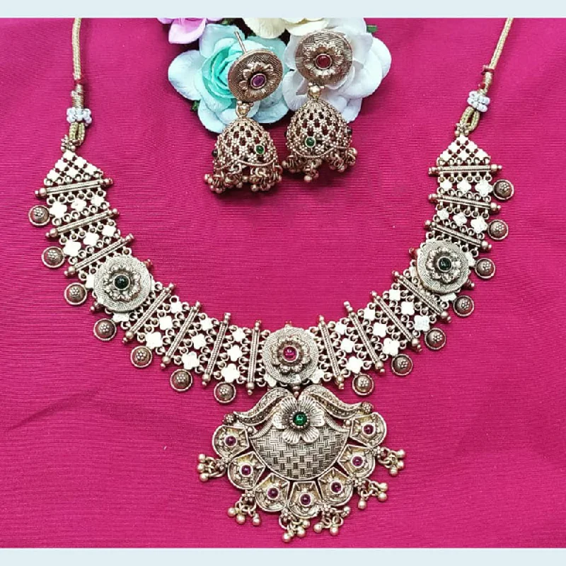 designer ring and chain necklaces for women-Manisha Jewellery Gold Plated Necklace Set