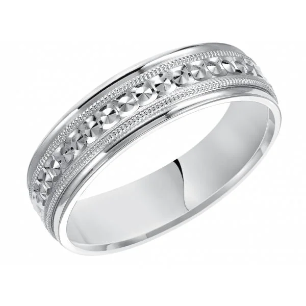 heirloom engagement rings for women-Diamond Cut Wedding Band