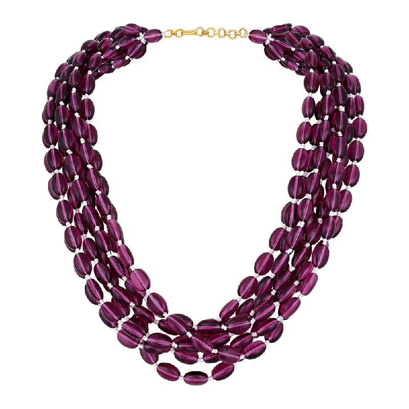 modern ring necklaces for women-Mahi Multistrand 7 Layers Purple Necklace Chain for Girls and Women (PS1101848GPur)