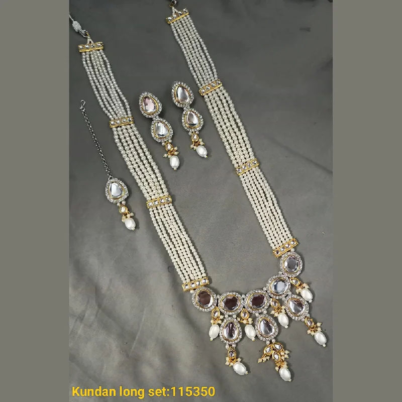 long ring necklaces for women-Padmawati Bangles 2 Tone Plated Kundan Long Necklace Set