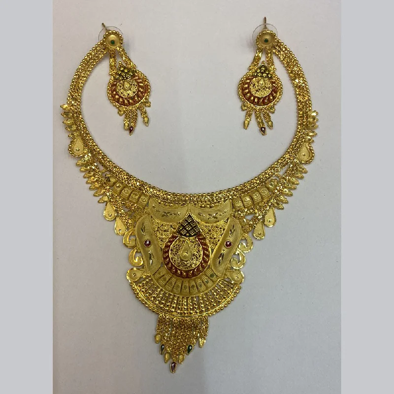 luxury gold ring necklaces for women-The Jangid Arts Gold Plated Necklace Set