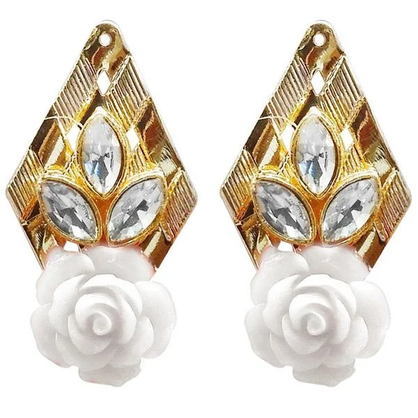 diamond stud earrings for women-Kriaa Gold Plated Resin Stone Floral Dangler Earring - 1311403C