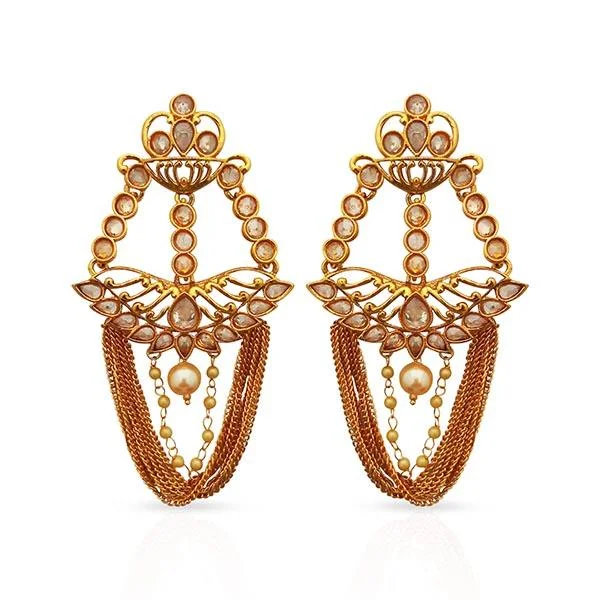 enamel earrings for women-Kriaa AD Stone Gold Plated Dangler Earrings - 1312922A