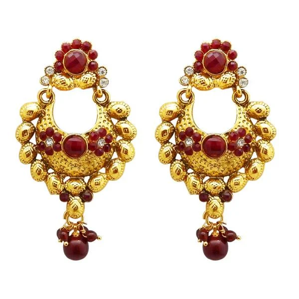 hollow earrings for women-Kriaa Austrian Stone Gold Plated Dangler Earrings - 1304954