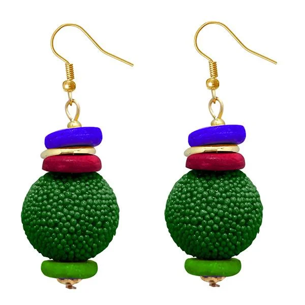 stud earrings for women-Tip Top Fashions Gold Plated Green Beads Dangler Earrings - 1308361J