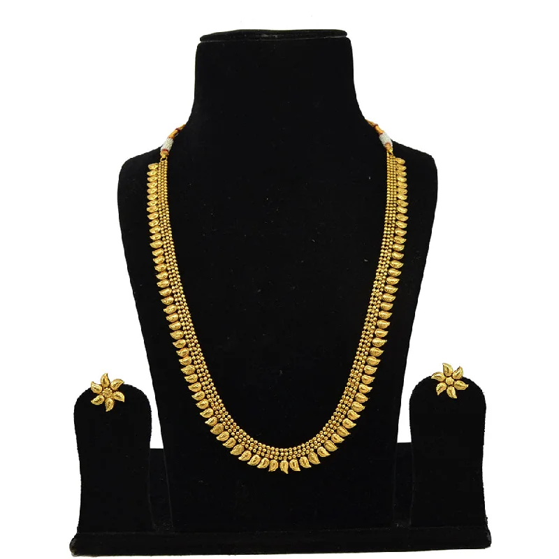 luxury gold ring necklaces for women-Saloni Fashion Jewellery Gold Plated Long Necklace Set