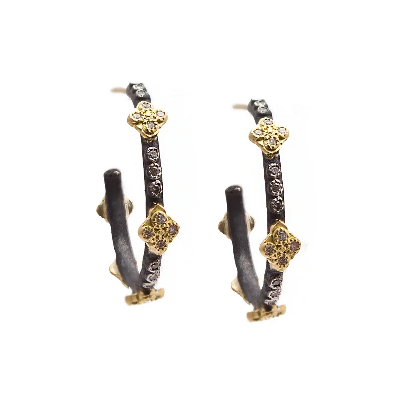 tiny stud earrings for women-Diamond Crivelli Cross Hoop Earrings