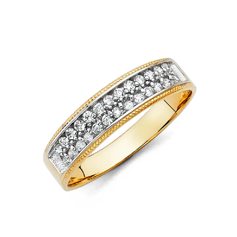 cushion halo engagement rings for women-14K MENS WEDDING BAND CZ