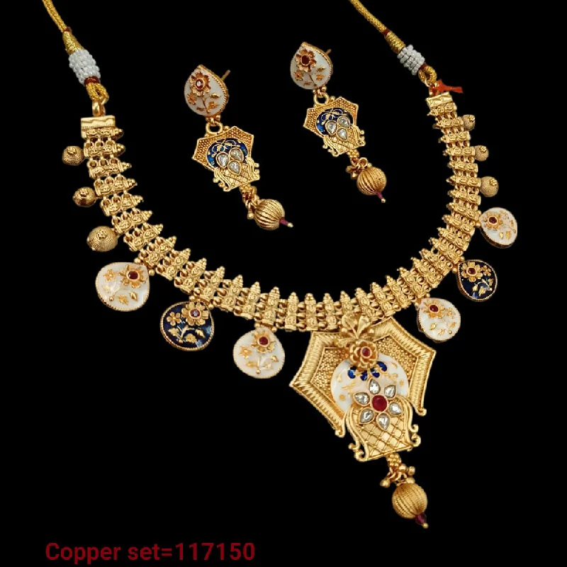 statement ring pendant necklaces for women-Padmawati Bangles Gold Plated Meenakari Necklace Set