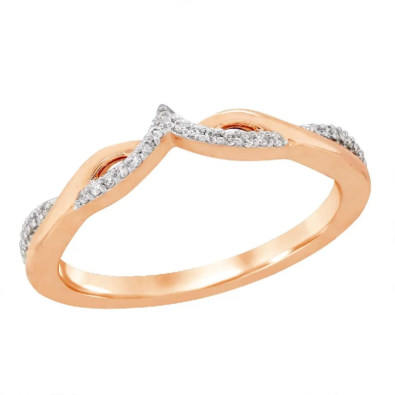 diamond three-stone engagement rings for women-ROSE GOLD WEDDING BAND WITH DIAMONDS, .10 CT TW