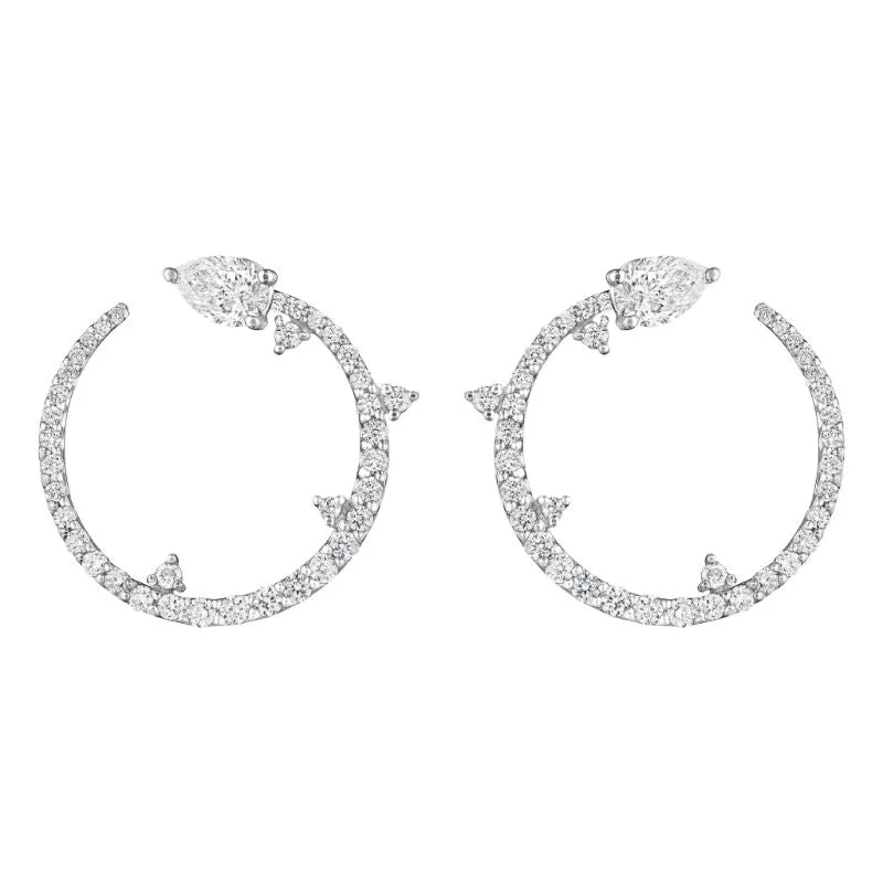 drop gemstone earrings for women-Diamond Forward Facing Constellation Hoops