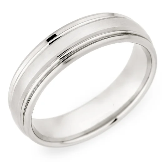 minimalistic engagement rings for women-Christian Bauer Men's 18K White Gold 6mm Brushed Wedding Band Ring